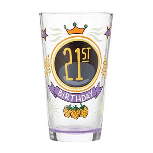 Enesco Lolita 21st Birthday Pilsner Glass, 5.83 Inch, Multicolor, 16 oz
