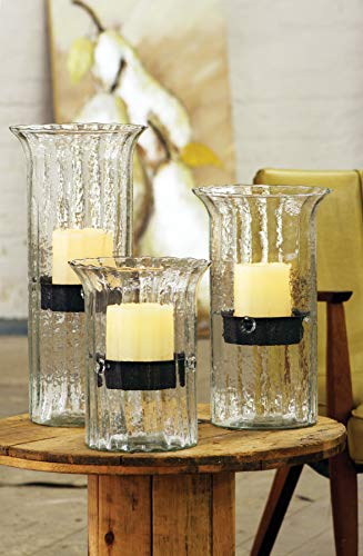 Kalalou Medium Ribbed Glass Candle Cylinder, One Size, Brown