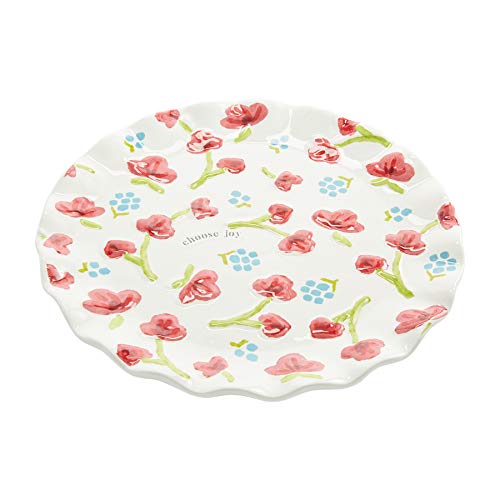 Mud Pie Floral Platter, 13" dia, White