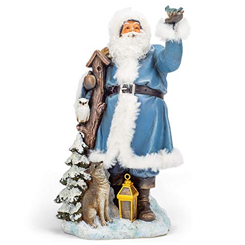 Roman 133156 Led Blue Santa with Lantern in Snow, 12.75 inch, Multicolor