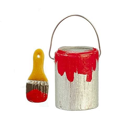 Aztec Imports Dollhouse Miniature Accessory Tools DIY Can Tin of Blue Paint and Paint Brush
