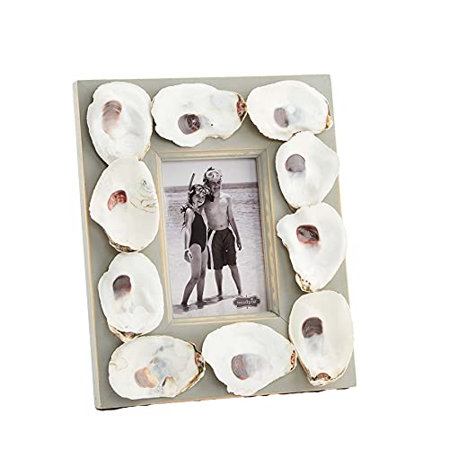 Mud Pie Oyster Shell Shadow Box Frame, 11" x 9", Gray