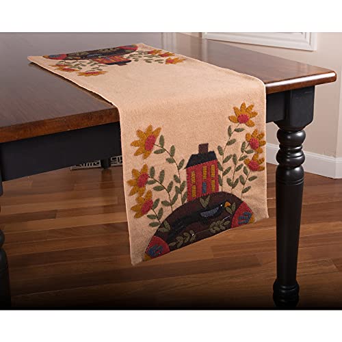 Home Collections by Raghu in The Country Felt Table Runner 14x36 inch by Raghu, Tan