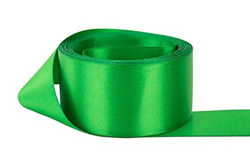 Ribbon Bazaar Double Faced Satin Ribbon - Premium Gloss Finish - 100% Polyester Ribbon for Gift Wrapping, Crafts, Scrapbooking, Hair Bow, Decorating & More - 1-1/2 inch Kelly Green 50 Yards