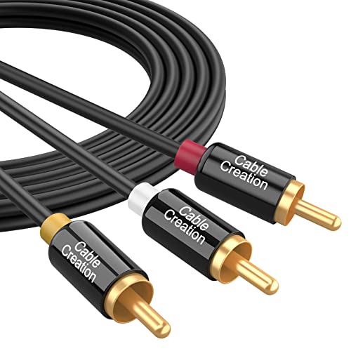 Audio Video RCA Cable, CableCreation 10FT 3RCA to 3RCA Composite AV Cable Compatible with Set-Top Box, Speaker, Amplifier, DVD Player, 24K Gold Plated