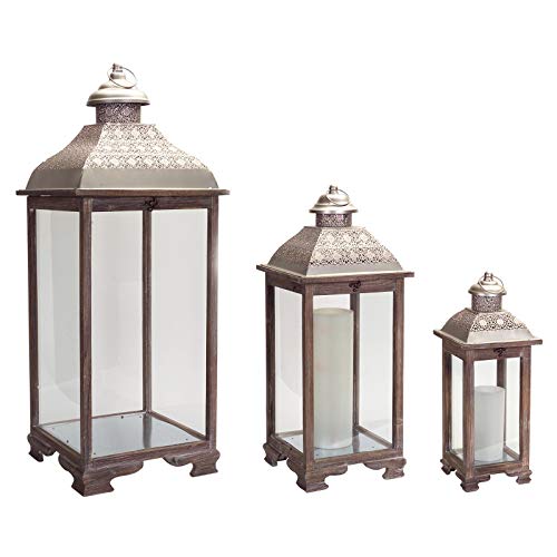 Melrose International Gray Lantern, Set of Three