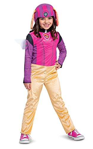 Disguise Paw Patrol Skye Costume Hat and Jumpsuit for Girls, Paw Patrol Movie Character Outfit with Badge, Classic Toddler Size Large (4-6)