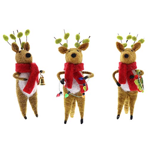 HomArt Felt Reindeer Ornament, Set of 3