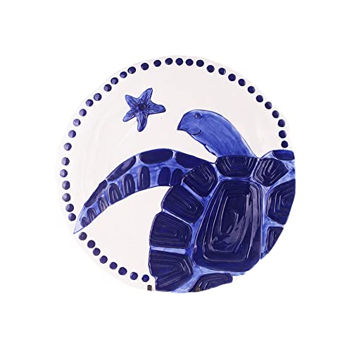 Blue Sky Clayworks Clayworks Magic Sea Turtle Dinner Plate, 10-inch Length, Cobalt Blue