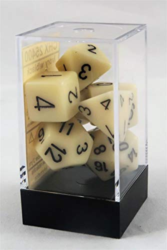 Chessex CHX25400 Dice-Opaque Ivory/Black Set, Multicolor