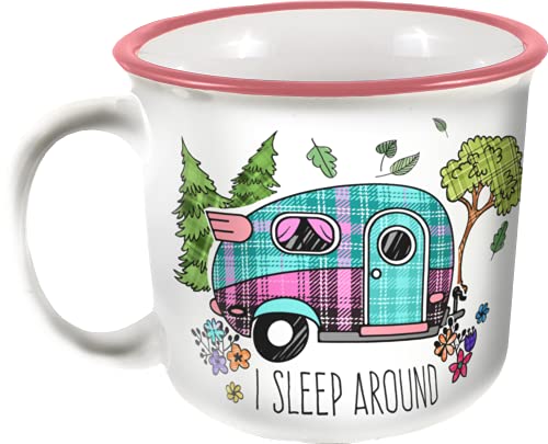 Spoontiques 21555 I Sleep Around Camper Mug,14 Oz