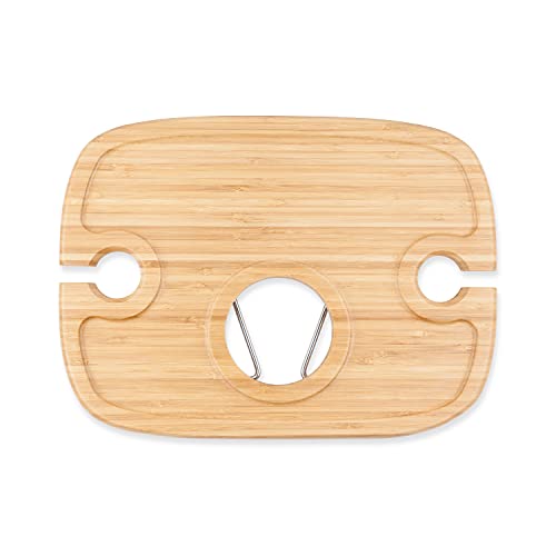 True Brands True Dash Bottle Holder and Wine Glasses Picnic Table, One Size, Bamboo
