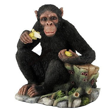 Unicorn Studios WU69562AA Chimpanzee Eating Bananas by a Tree Stump Sculpture