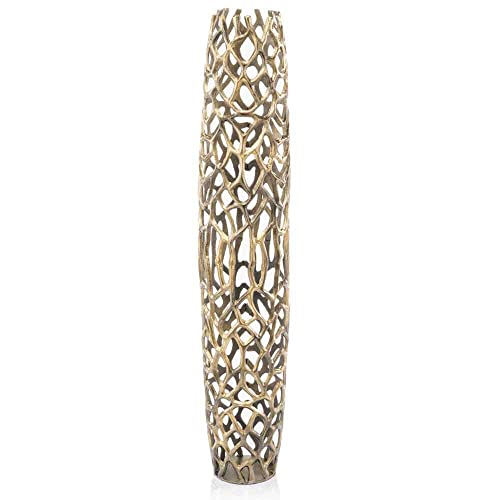 Modern Day Accents Gold Rama XXL Barrel, Statement Piece, Twig, Texture, Floor Standing, Tall, Vase, 9" x 9" x 47", XX-Large