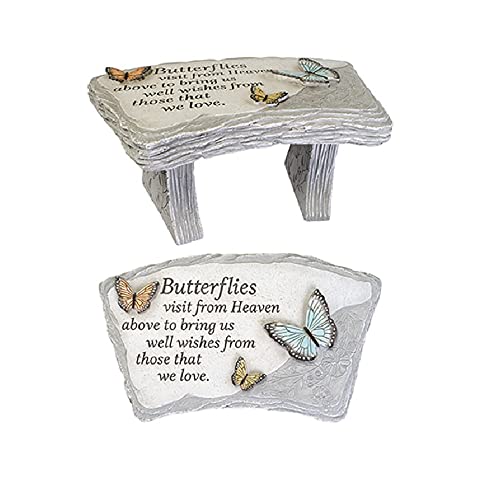 Carson 14457 Butterfly Memorial Bench, 11-inch Width, Resin