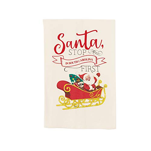 Mud Pie Santa Stop Illinois Christmas Towel, 26-inch
