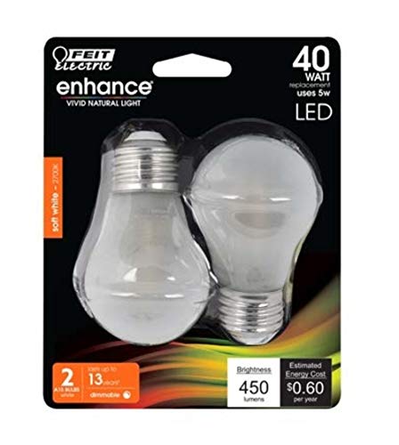 FEIT ELECTRIC BPA1540W/927CA/FI BPA1540W927CAFIL2/RP Light Bulb, 2 Count (Pack of 1), Product Specific