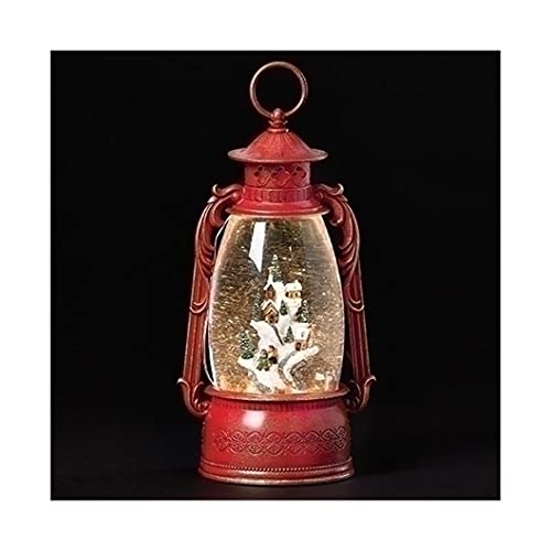 Roman 134894 LED Swirl Village Rotation Lantern Figurine, 12-inch Height