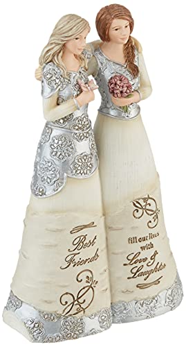 Pavilion Gift Company 6 Inch Collectible Elements Double Angel Figurine Best Friends Fill Our Lives with Love & Laughter, Beige