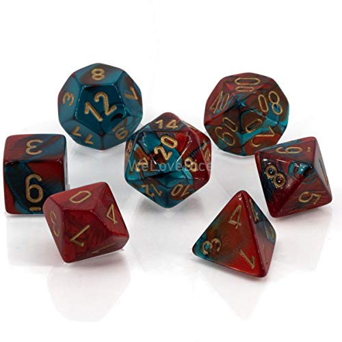 Chessex CHX26462 Dice-Gemini Red-Teal/Gold Set