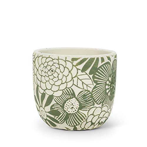 Abbott Collection  Home 27-BERKELEY-563-SM Small Hippie Flower Planter, Ivory/Green