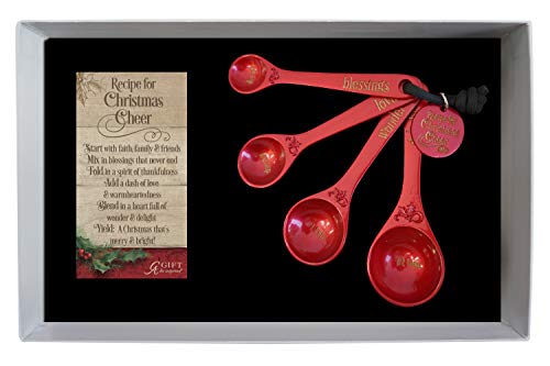 Cathedral Art Abbey Gift Abbey & CA Red Christmas Cheer Measuring Spoon Set of 4 Gift Box W/Card, 7"x4.25", Multi