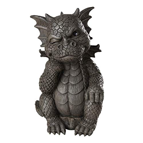 Pacific Trading Giftware Garden Dragon Thinker Dragon Garden Display Decorative Accent Sculpture Stone Finish 10 Inch Tall