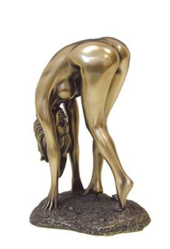 Unicorn Studio 6.75 Inch Polyresin Polished Bronze Nude Lady Hand on Ground Figurine