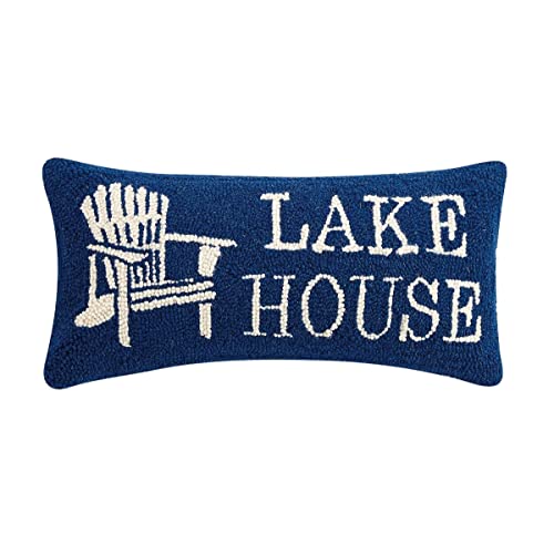 Peking Handicraft 30TG291C18OB Poly Filled Hook Throw Pillow, Wool and Cotton (Lake House, 18-inch Length)