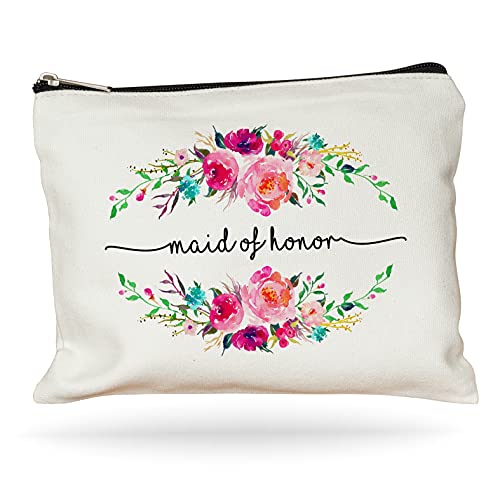 Moonwake Designs Maid of Honor Makeup Bag, Maid of Honor Gift, Bridal Party Favor, Cosmetic Pouch, Wedding Party Gift, Gift from Bride