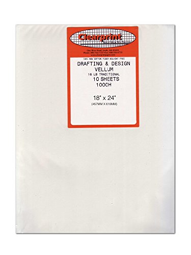 Chartpak Clearprint 1000H Series 18 x 24 Inches Unprinted Vellum, 10-Sheet Pack (CP10201222)