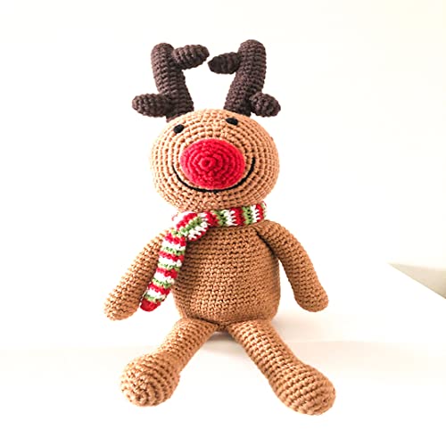 Pebble | Handmade Large Rudolph Rattle | Crochet | Fair Trade | Pretend | Imaginative Play | Machine Washable
