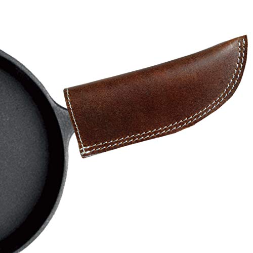 Tuzech Handmade Leather Hot Handle, Panhandle Potholder, Double Layered Stitched, Slides On/Off Easily onto Metal Skillet Grips, Essential Cookware 5.5 X 2 Inches (Brown)