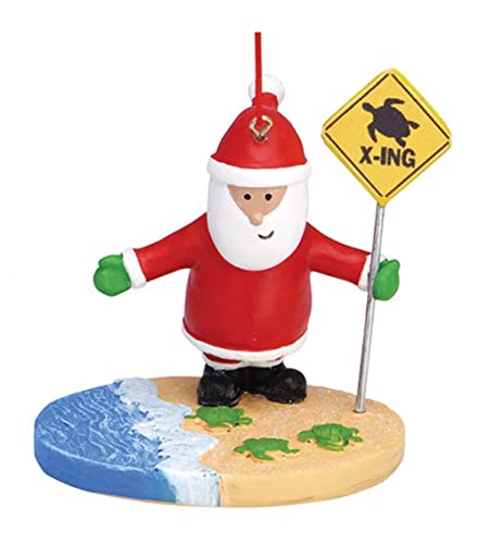 Cape Shore Christmas Resin Ornament, Turtle Crossing Santa Gift for Retirement Beach Lover Holiday Tree Decoration, Home Collection