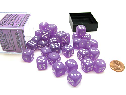Dice - Frosted - d6 Chessex D6 12mm Purple w/White (36)