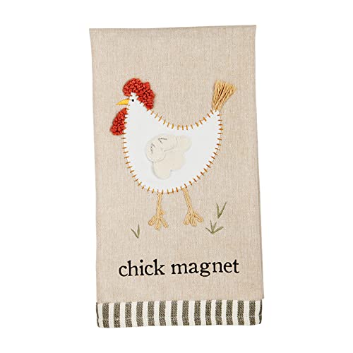 Mud Pie Chicken Applique Hand Towel, 26-inch