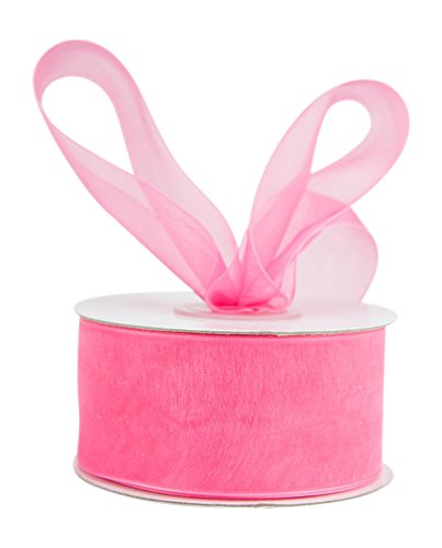 Ribbon Bazaar Sheer Organza 1-1/2 inch Rose Pink 100 Yards 100% Nylon Ribbon