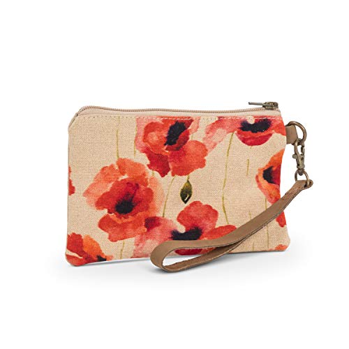 Abbott Collection  Home 96 Poppy Print Zip Pouch with Strap, Flax