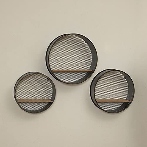 Gerson International Wall Shelves, Large, Metal & Wood, 20-inch Diameter, Set of 3