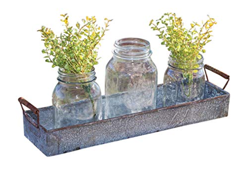 CWI 16" Galvanized Metal Candle Tray, Outdoor Planter or Serving Tray for Farmhouse Decor (Jars and Florals Not Included)