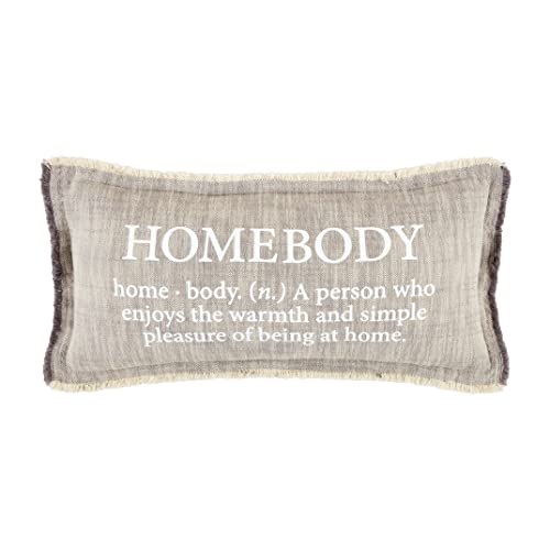 Mud Pie Definition Throw Pillow - Homebody, 11" x 22", Cotton, Multicolor