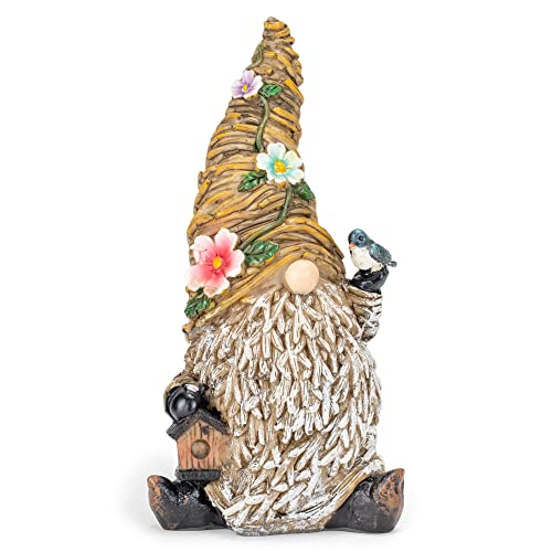 Napco Spring Woodland Garden Gnome with Bluebird 8.25 Inch Tall Resin Garden Figurine