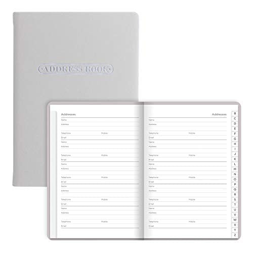 Rediform Letts Pastel A6 Address Book, White Paper, 192 Pages, 5.75 x 4.125 x 0.375 inches, Stone (B090035)