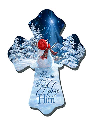 GELSINGER DBA Glow Decor Wall Cross-Snowman/Come Let Us Adore Him (6" x 8")