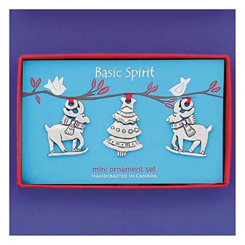 Basic Spirit Reindeer Mini Pewter Ornament with Chrimas Tree for Holiday Tree Decoration Home Collections