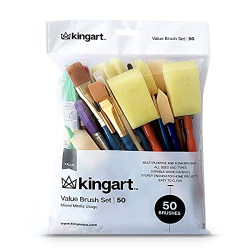 KINGART Mixed Media Value Brush Set - Set of 50