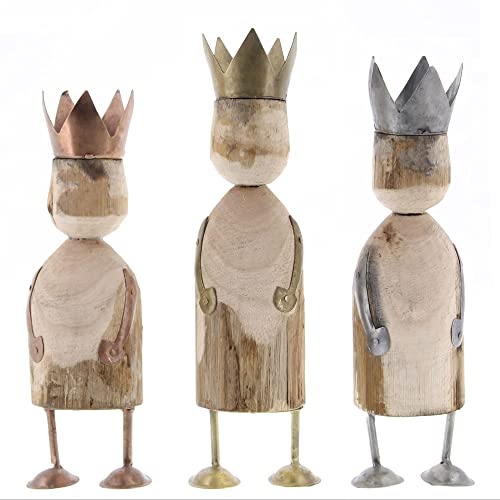 HomArt Wise Men Wood and Metal Figurine, 9-inch Height, Set of 3