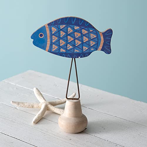 CTW Colonial Tin Works 440185 Wood Blue Fish with Stand, 12-inch Height