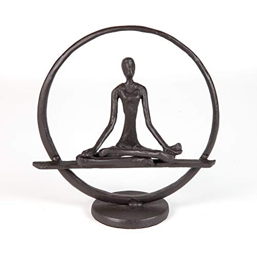 Danya B. Meditation Circle Cast Iron Sculpture | Contemporary Metal Art Shelf Decor and Gift Idea | Figurine in Yoga Pose - Brown