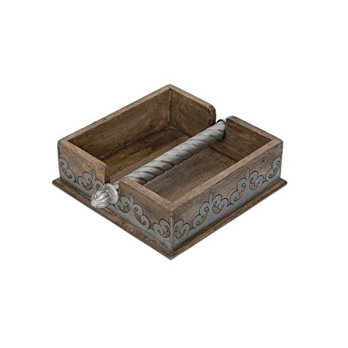 Gerson Wood and Metal Inlay Napkin Holder